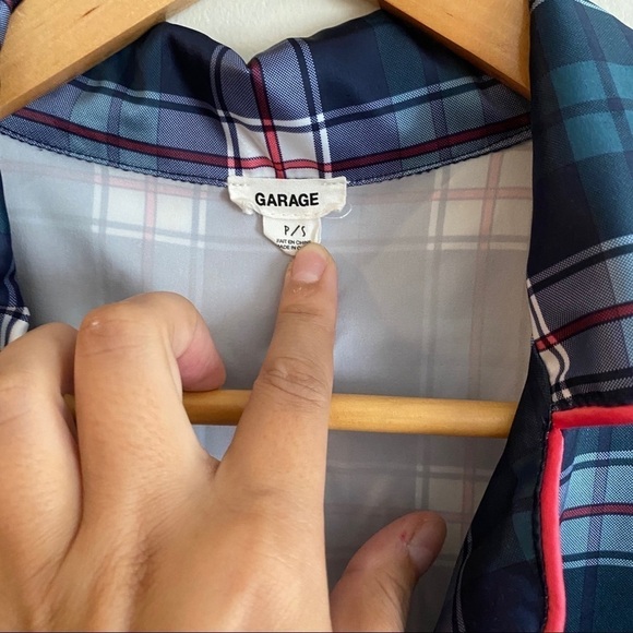 💥3/$25💥 GARAGE Cropped Plaid Silky Pyjama Top - Picture 3 of 5